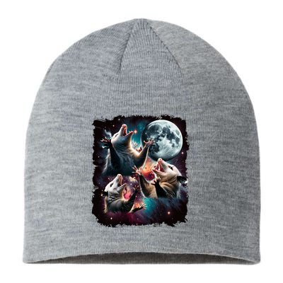 Three Opossum Moon | 3 Possum Moon Funny Weird Cursed Meme Sustainable Beanie