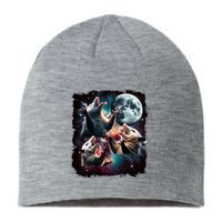 Three Opossum Moon | 3 Possum Moon Funny Weird Cursed Meme Sustainable Beanie