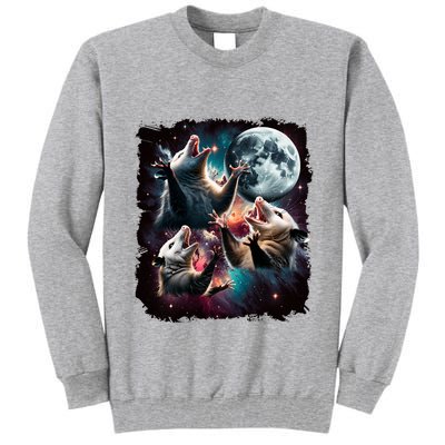 Three Opossum Moon | 3 Possum Moon Funny Weird Cursed Meme Tall Sweatshirt