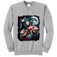 Three Opossum Moon | 3 Possum Moon Funny Weird Cursed Meme Tall Sweatshirt