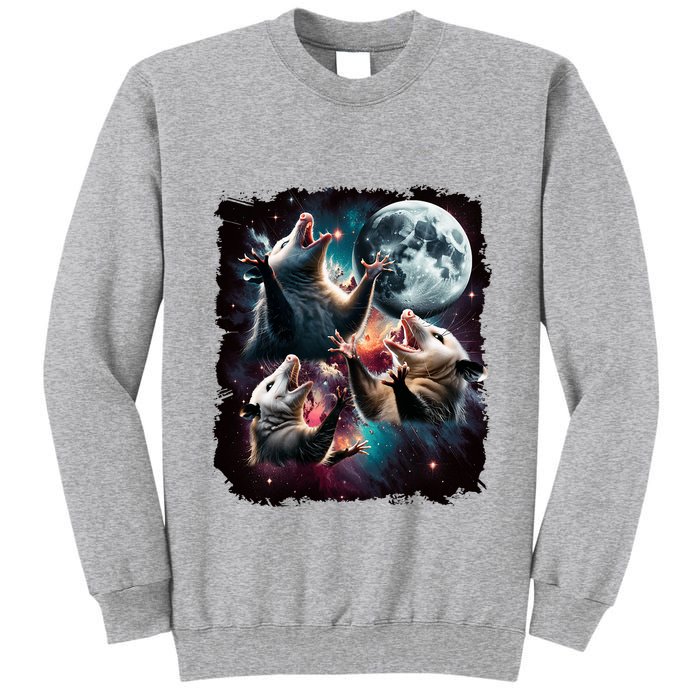 Three Opossum Moon | 3 Possum Moon Funny Weird Cursed Meme Tall Sweatshirt