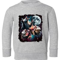 Three Opossum Moon | 3 Possum Moon Funny Weird Cursed Meme Toddler Sweatshirt