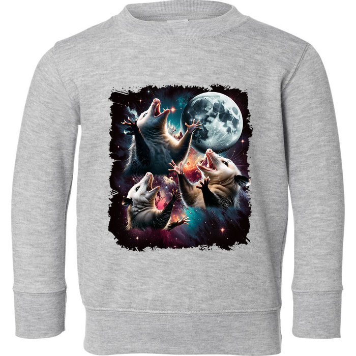 Three Opossum Moon | 3 Possum Moon Funny Weird Cursed Meme Toddler Sweatshirt