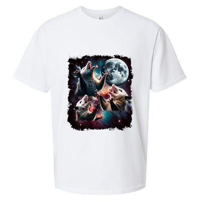 Three Opossum Moon | 3 Possum Moon Funny Weird Cursed Meme Sueded Cloud Jersey T-Shirt