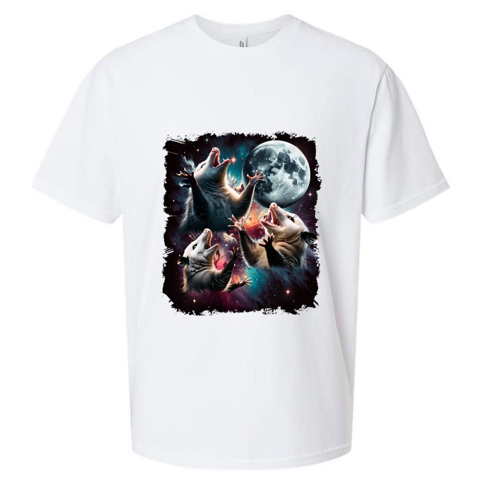 Three Opossum Moon | 3 Possum Moon Funny Weird Cursed Meme Sueded Cloud Jersey T-Shirt