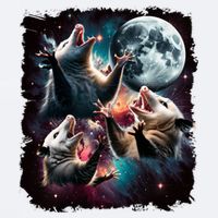 Three Opossum Moon | 3 Possum Moon Funny Weird Cursed Meme Sueded Cloud Jersey T-Shirt