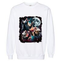 Three Opossum Moon | 3 Possum Moon Funny Weird Cursed Meme Garment-Dyed Sweatshirt