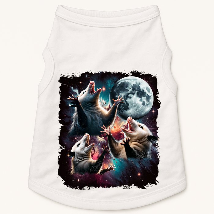 Three Opossum Moon | 3 Possum Moon Funny Weird Cursed Meme Doggie Tank