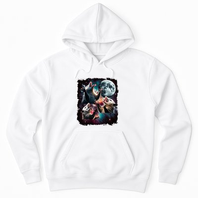 Three Opossum Moon | 3 Possum Moon Funny Weird Cursed Meme Hoodie