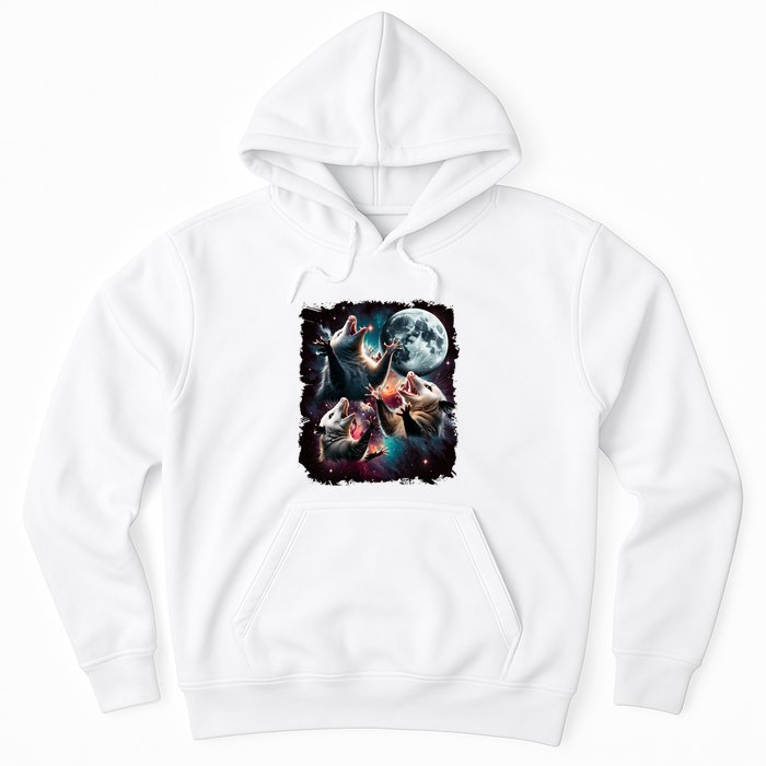 Three Opossum Moon | 3 Possum Moon Funny Weird Cursed Meme Hoodie