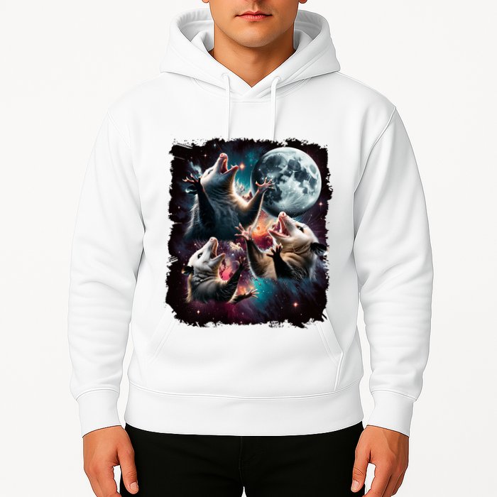 Three Opossum Moon | 3 Possum Moon Funny Weird Cursed Meme Hoodie