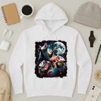 Three Opossum Moon | 3 Possum Moon Funny Weird Cursed Meme Hoodie