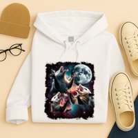 Three Opossum Moon | 3 Possum Moon Funny Weird Cursed Meme Hoodie