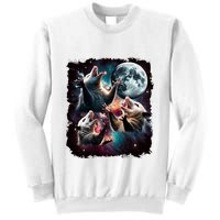 Three Opossum Moon | 3 Possum Moon Funny Weird Cursed Meme Sweatshirt