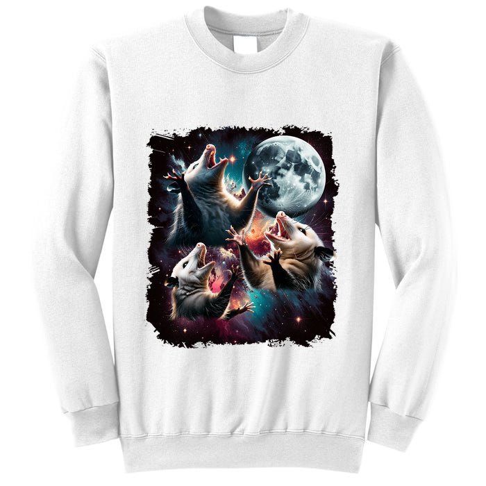 Three Opossum Moon | 3 Possum Moon Funny Weird Cursed Meme Sweatshirt