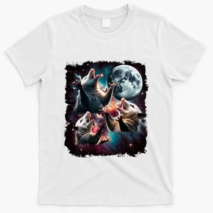Three Opossum Moon | 3 Possum Moon Funny Weird Cursed Meme T-Shirt