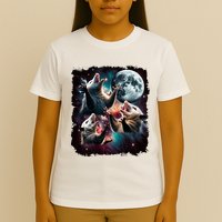 Three Opossum Moon | 3 Possum Moon Funny Weird Cursed Meme T-Shirt