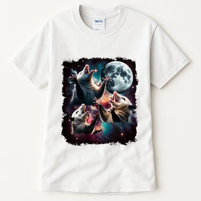 Three Opossum Moon | 3 Possum Moon Funny Weird Cursed Meme Tall T-Shirt