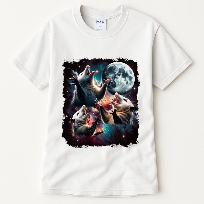 Three Opossum Moon | 3 Possum Moon Funny Weird Cursed Meme Tall T-Shirt