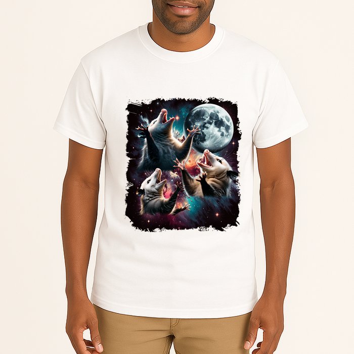 Three Opossum Moon | 3 Possum Moon Funny Weird Cursed Meme Tall T-Shirt