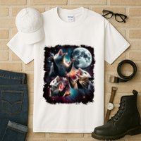 Three Opossum Moon | 3 Possum Moon Funny Weird Cursed Meme Tall T-Shirt