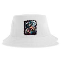 Three Opossum Moon | 3 Possum Moon Funny Weird Cursed Meme Sustainable Bucket Hat
