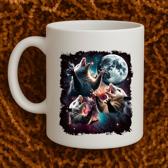 Three Opossum Moon | 3 Possum Moon Funny Weird Cursed Meme Mug
