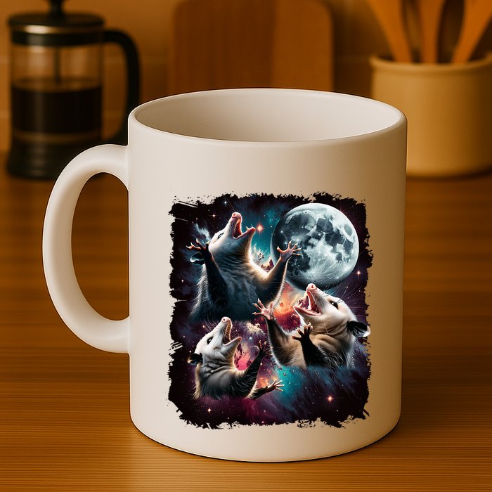 Three Opossum Moon | 3 Possum Moon Funny Weird Cursed Meme Mug