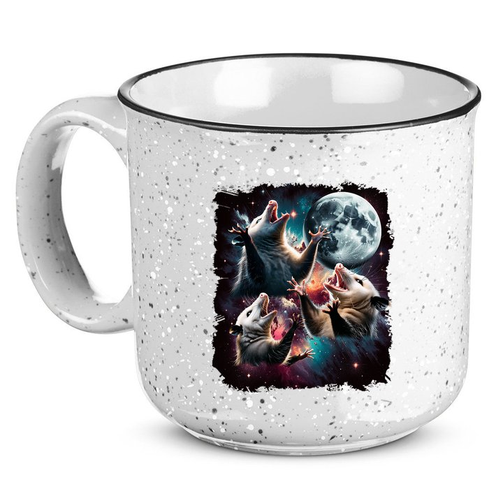 Three Opossum Moon | 3 Possum Moon Funny Weird Cursed Meme 15oz Campfire Ceramic Mug