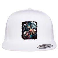 Three Opossum Moon | 3 Possum Moon Funny Weird Cursed Meme Flatbill Hat