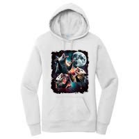 Three Opossum Moon | 3 Possum Moon Funny Weird Cursed Meme Women's Pullover Hoodie