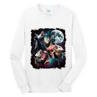 Three Opossum Moon | 3 Possum Moon Funny Weird Cursed Meme Tall Long Sleeve T-Shirt