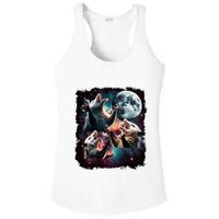 Three Opossum Moon | 3 Possum Moon Funny Weird Cursed Meme Ladies PosiCharge Competitor Racerback Tank