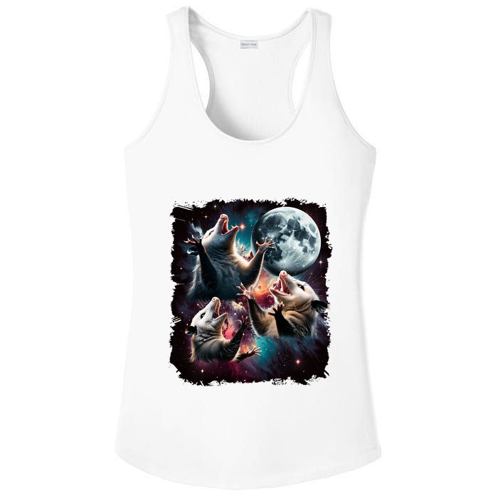 Three Opossum Moon | 3 Possum Moon Funny Weird Cursed Meme Ladies PosiCharge Competitor Racerback Tank