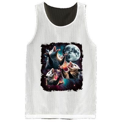 Three Opossum Moon | 3 Possum Moon Funny Weird Cursed Meme Mesh Reversible Basketball Jersey Tank