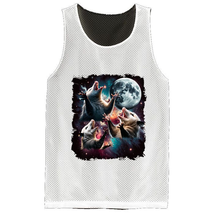 Three Opossum Moon | 3 Possum Moon Funny Weird Cursed Meme Mesh Reversible Basketball Jersey Tank