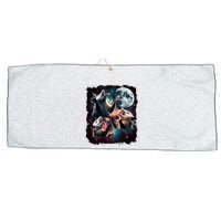 Three Opossum Moon | 3 Possum Moon Funny Weird Cursed Meme Large Microfiber Waffle Golf Towel