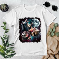 Three Opossum Moon | 3 Possum Moon Funny Weird Cursed Meme Premium T-Shirt