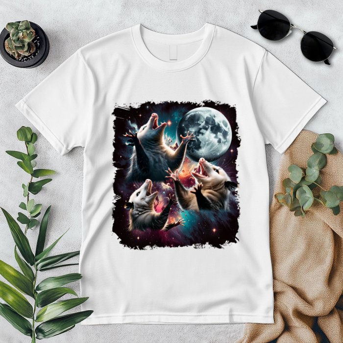 Three Opossum Moon | 3 Possum Moon Funny Weird Cursed Meme Premium T-Shirt