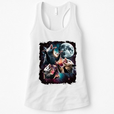 Three Opossum Moon | 3 Possum Moon Funny Weird Cursed Meme Womens Tank Top