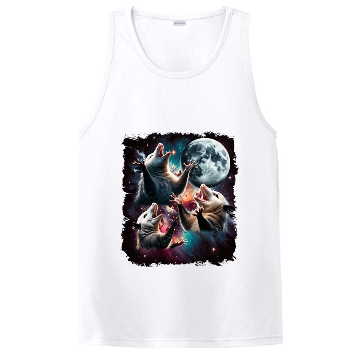 Three Opossum Moon | 3 Possum Moon Funny Weird Cursed Meme PosiCharge Competitor Tank