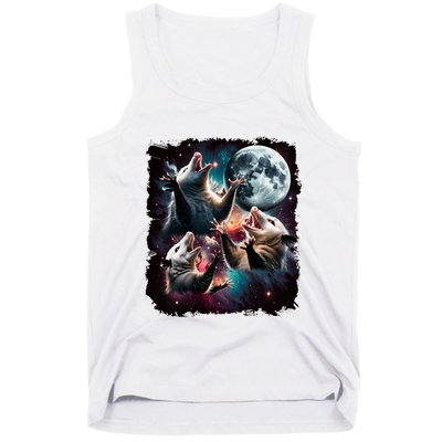 Three Opossum Moon | 3 Possum Moon Funny Weird Cursed Meme Tank Top