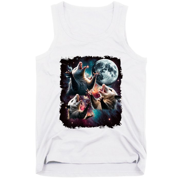 Three Opossum Moon | 3 Possum Moon Funny Weird Cursed Meme Tank Top