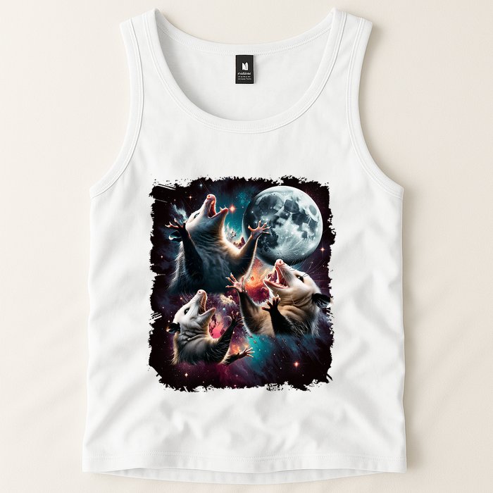 Three Opossum Moon | 3 Possum Moon Funny Weird Cursed Meme Tank Top