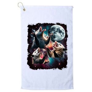 Three Opossum Moon | 3 Possum Moon Funny Weird Cursed Meme Platinum Collection Golf Towel