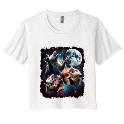 Three Opossum Moon | 3 Possum Moon Funny Weird Cursed Meme Crop Top