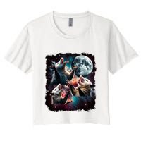 Three Opossum Moon | 3 Possum Moon Funny Weird Cursed Meme Crop Top