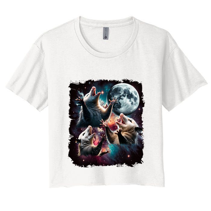 Three Opossum Moon | 3 Possum Moon Funny Weird Cursed Meme Crop Top