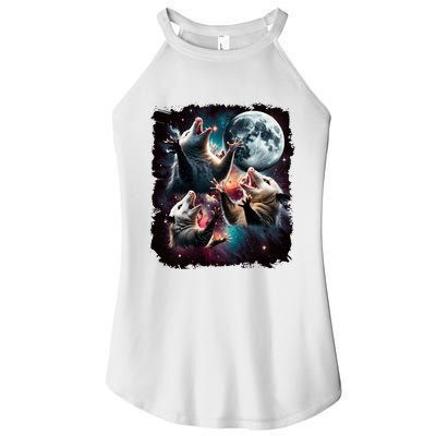 Three Opossum Moon | 3 Possum Moon Funny Weird Cursed Meme Women's Perfect Tri Rocker Tank