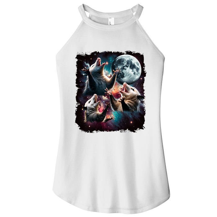 Three Opossum Moon | 3 Possum Moon Funny Weird Cursed Meme Women's Perfect Tri Rocker Tank